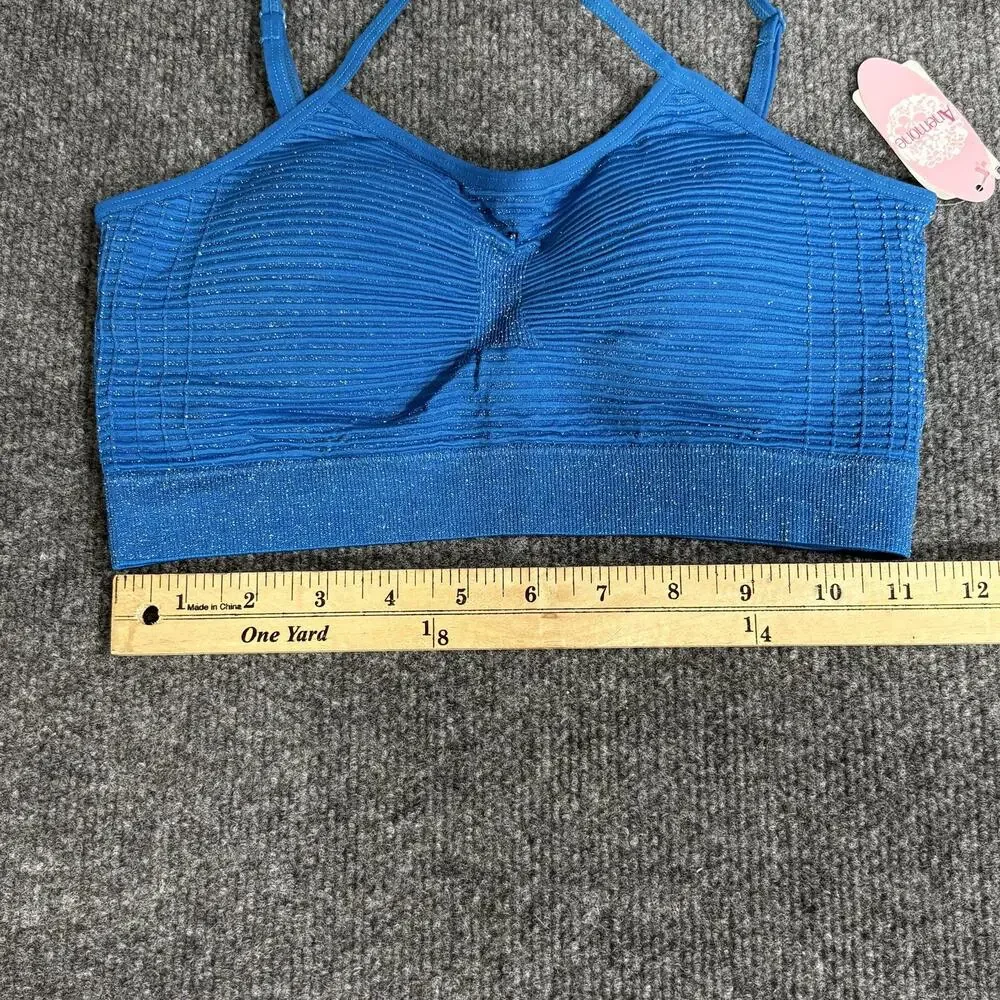 Anemone Bra Womens One Size Blue Glitter Bralette Seamless Adjustable Straps New